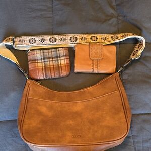 Brown Shoulder Bag with A Wallet And A Pouch!!